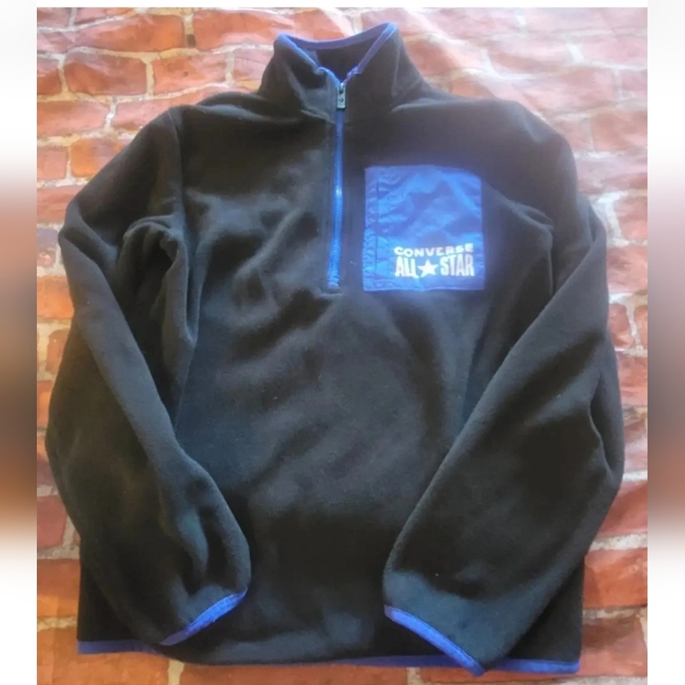 Converse Boys Fleece Sweatshirt Sz 12 13 12/13 Black Blue Pullover
